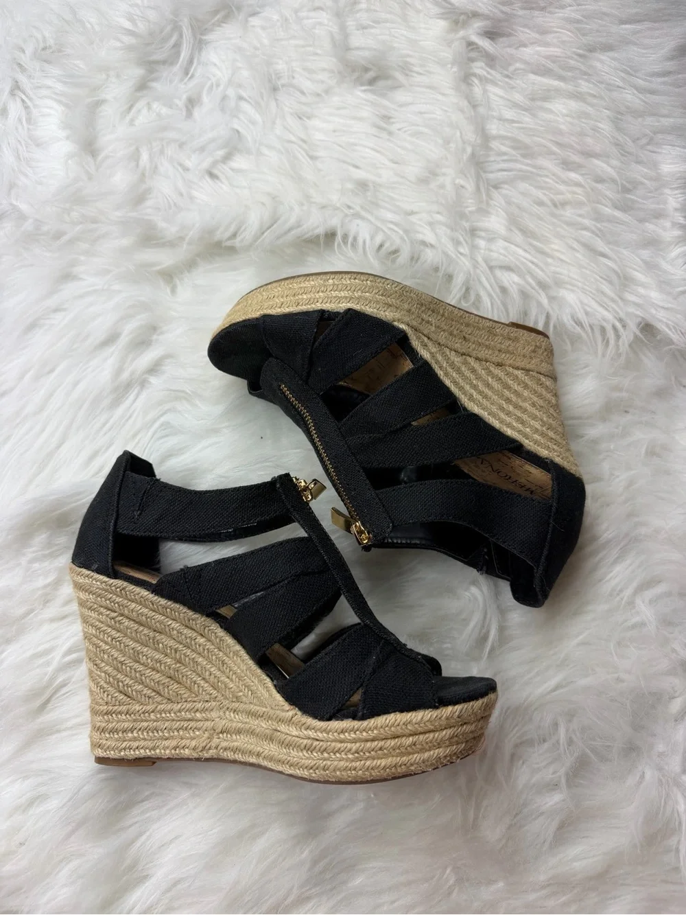 Black Strapy Wedge Sandals